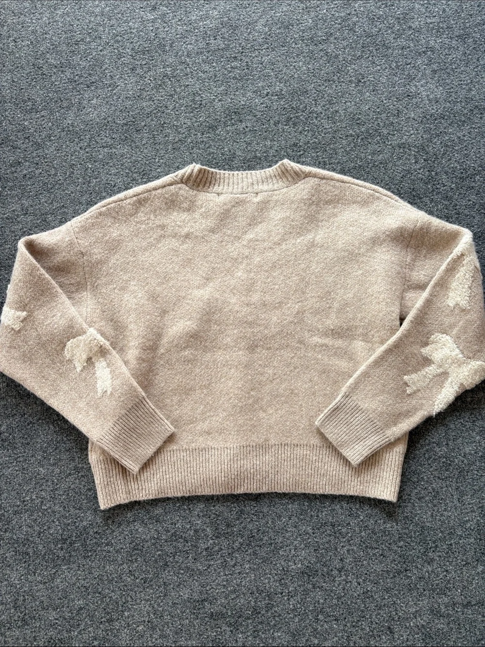Altar'd State Beige Bow-Embellished Button Cardigan - Size XS